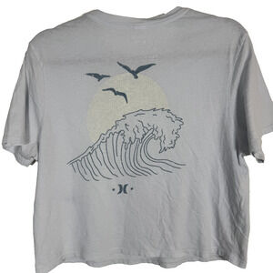 HURLEY Graphic Tee Small S Light Blue Wave Sun Surf Skater T-Shirt Short Sleeve